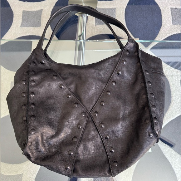 HAMMITT Scott Black Pebbled Leather Studded Tote Shoulder Bag - Picture 9 of 11